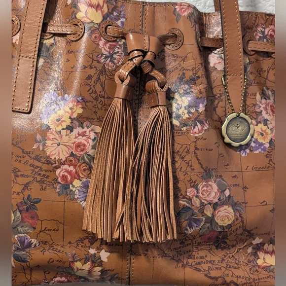 Patricia Nash Tote Drawstring Whitney English Garden Map British Tan - Picture 2 of 15